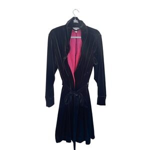 Soma Black‎ Velvet Robe L/XL Red Satin Lining Belted Elegant Cozy Loungewear